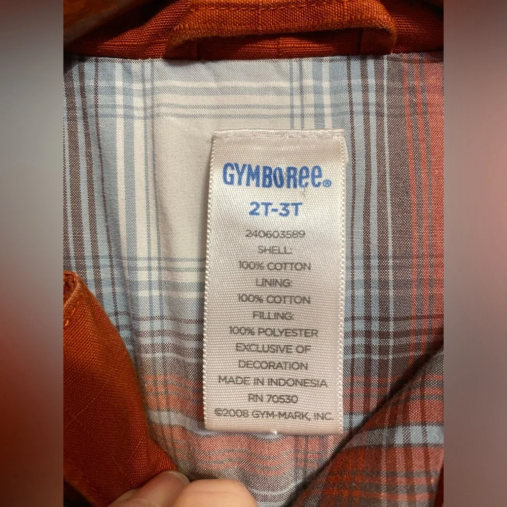 Gymboree Puffer Vest Orange Brown Quilted Flannel Lined Full Zip Toddler 2T-3T